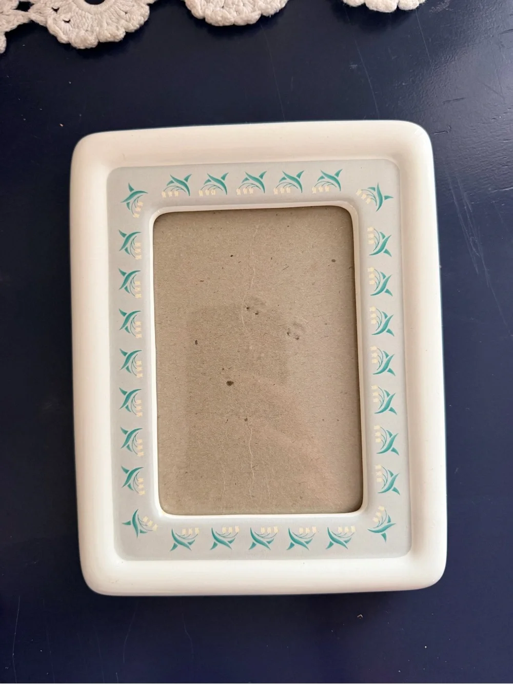 Hallmark White Frame with Turquoise Floral Border